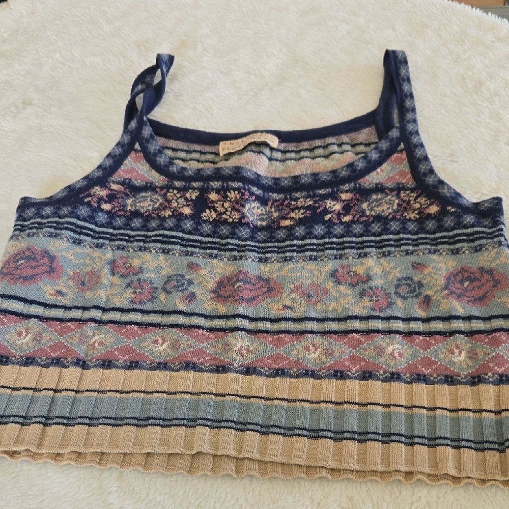 Boho Floral Knit Crop Top